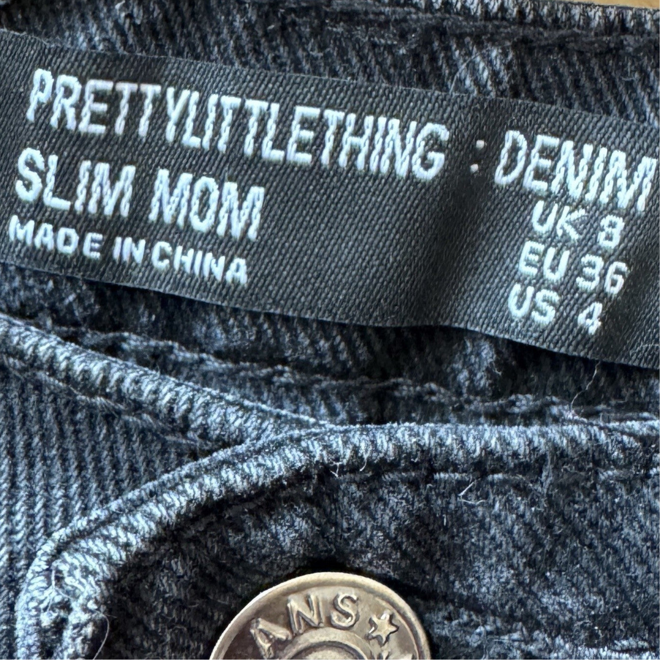 PrettyLittleThing Black Distressed Size 8 UK Slim Mom Jeans Denim