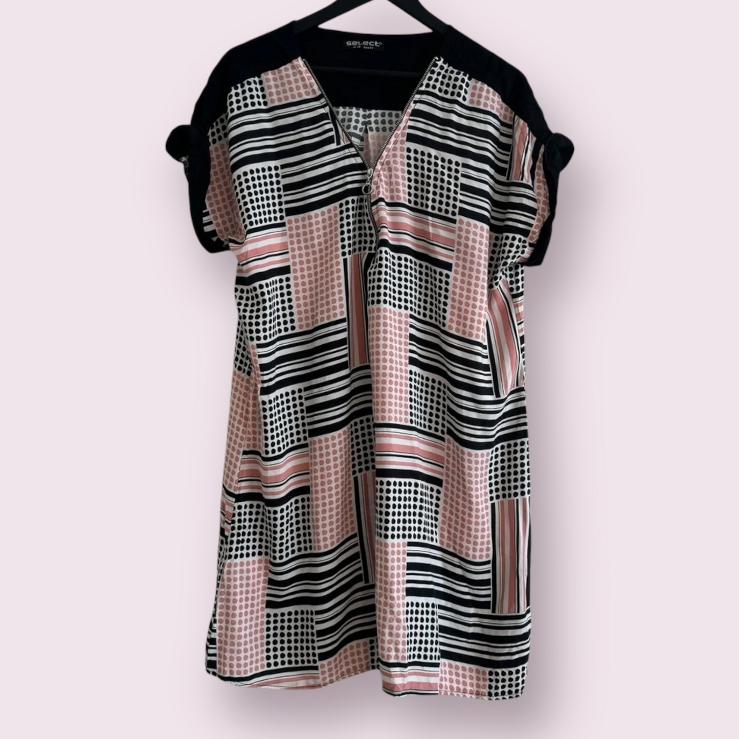 Select Size 16 UK Multi Short Sleeve Short Zip Accent T-Shirt Dress