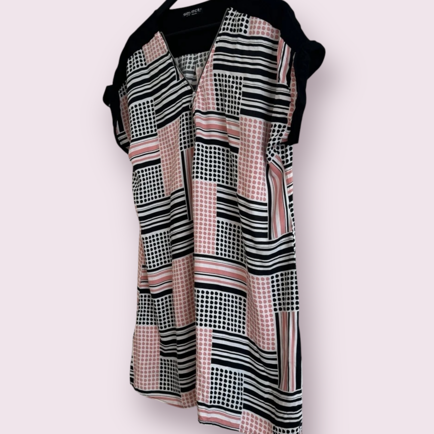 Select Size 16 UK Multi Short Sleeve Short Zip Accent T-Shirt Dress