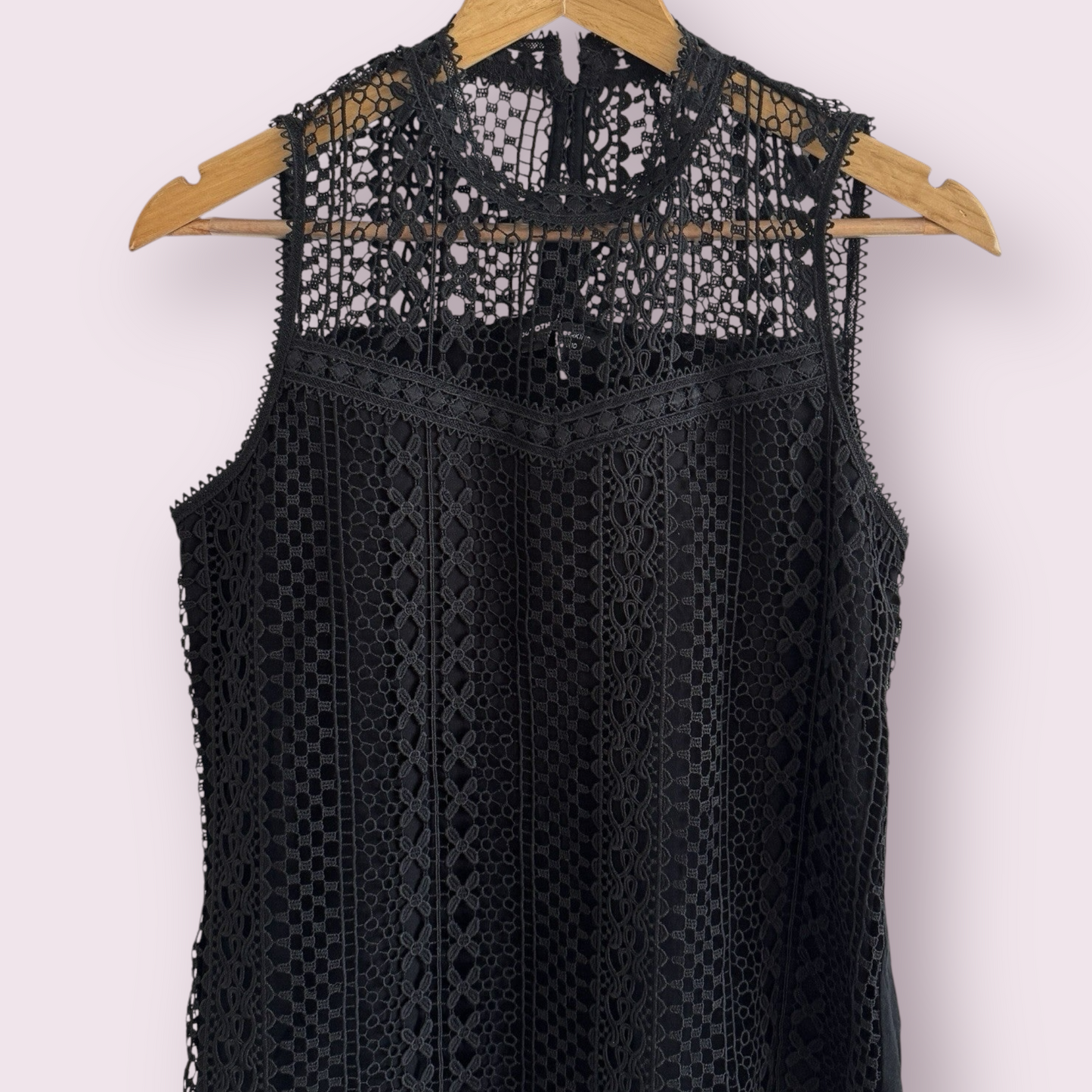 Dorothy Perkins Black Size 10 UK Openwork Lined Sleeveless Top