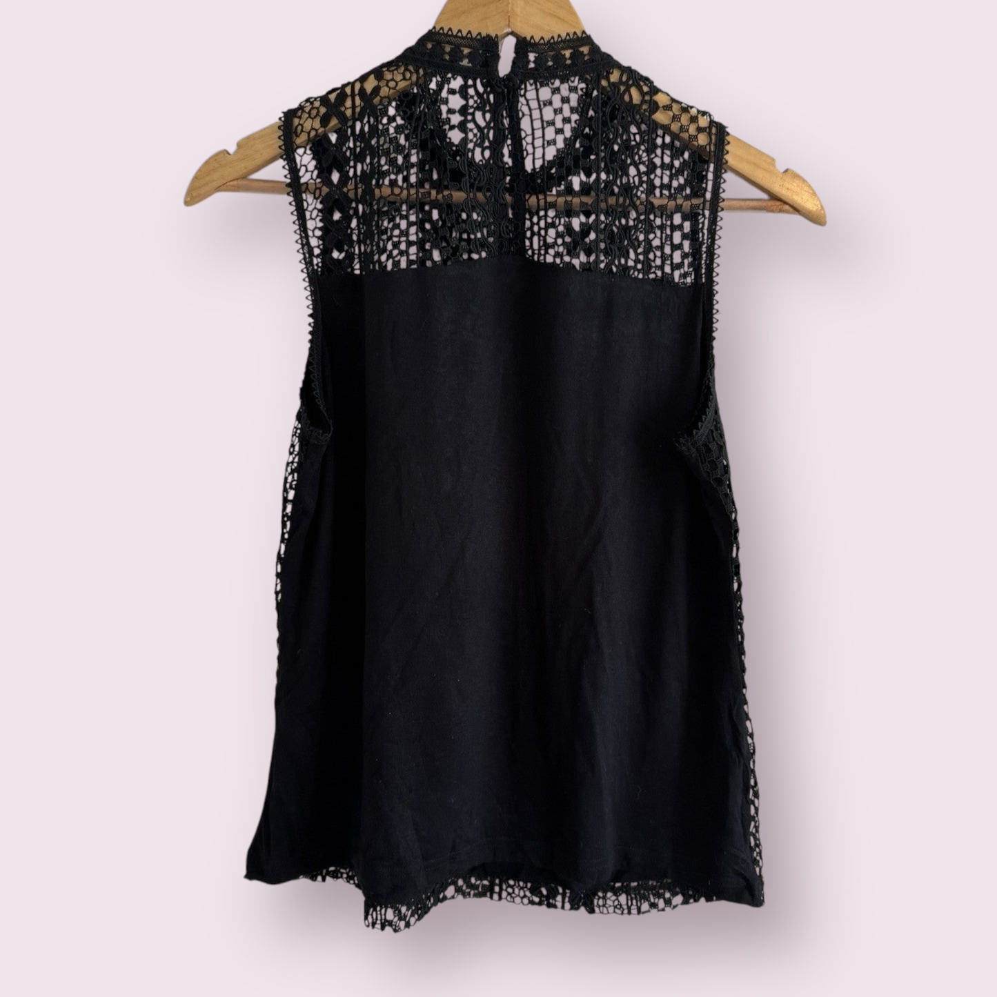 Dorothy Perkins Black Size 10 UK Openwork Lined Sleeveless Top