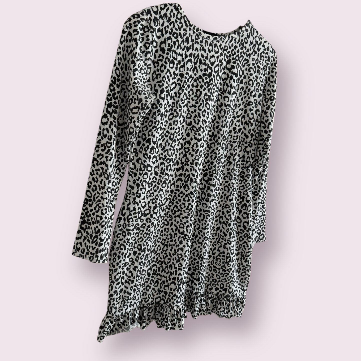 PrettyLittleThing Black Mix Animal Print Size 18 UK Long Sleeve Short Dress Top