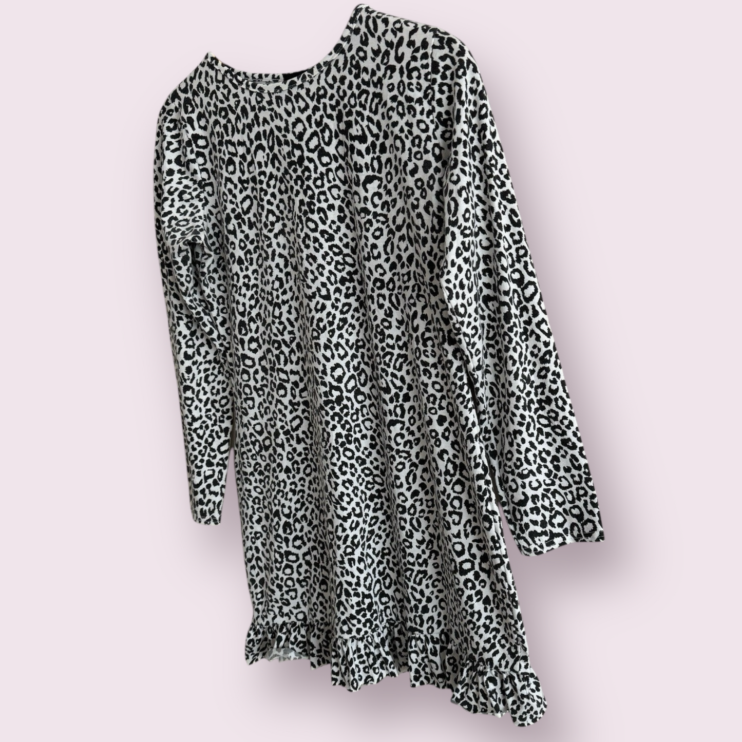 PrettyLittleThing Black Mix Animal Print Size 18 UK Long Sleeve Short Dress Top