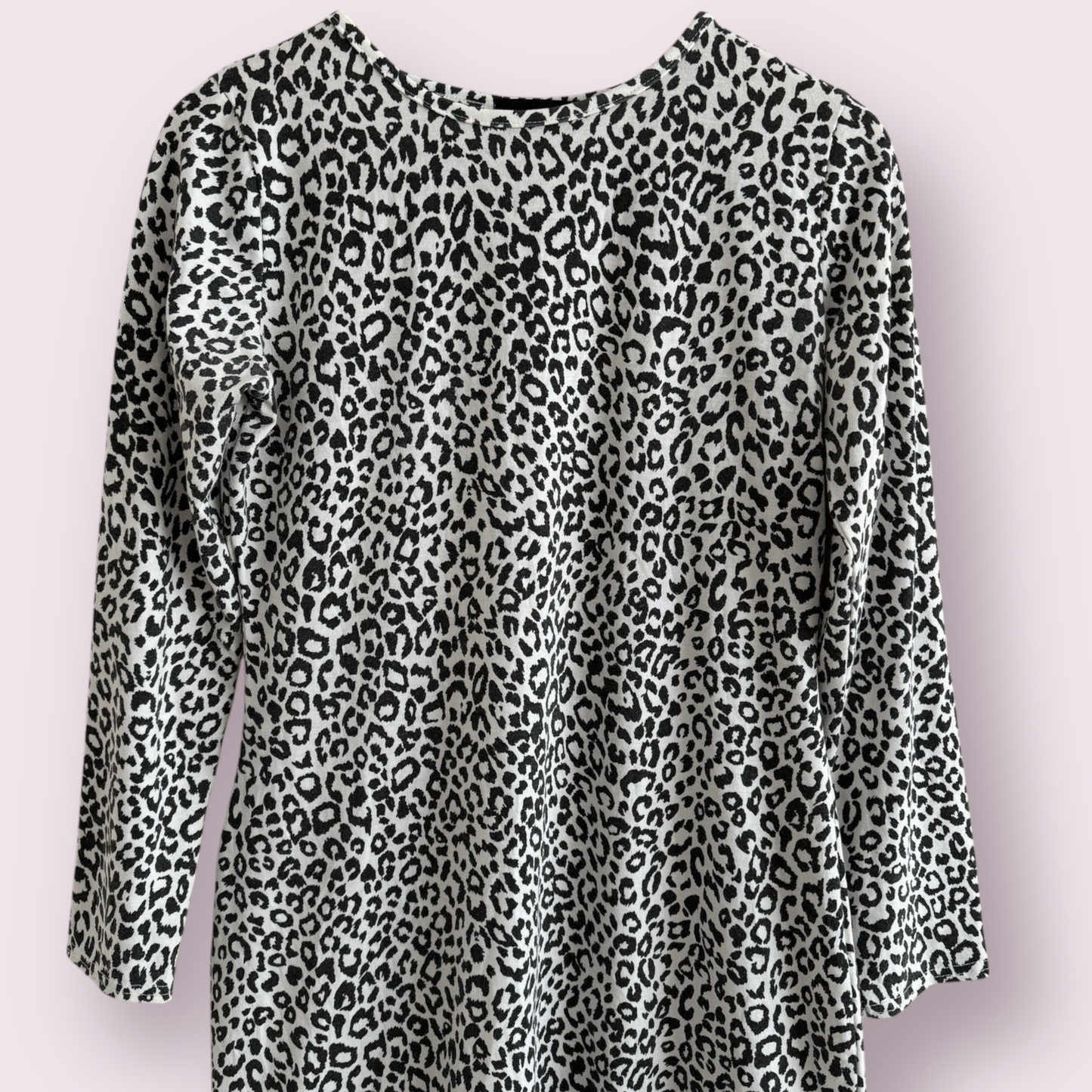PrettyLittleThing Black Mix Animal Print Size 18 UK Long Sleeve Short Dress Top