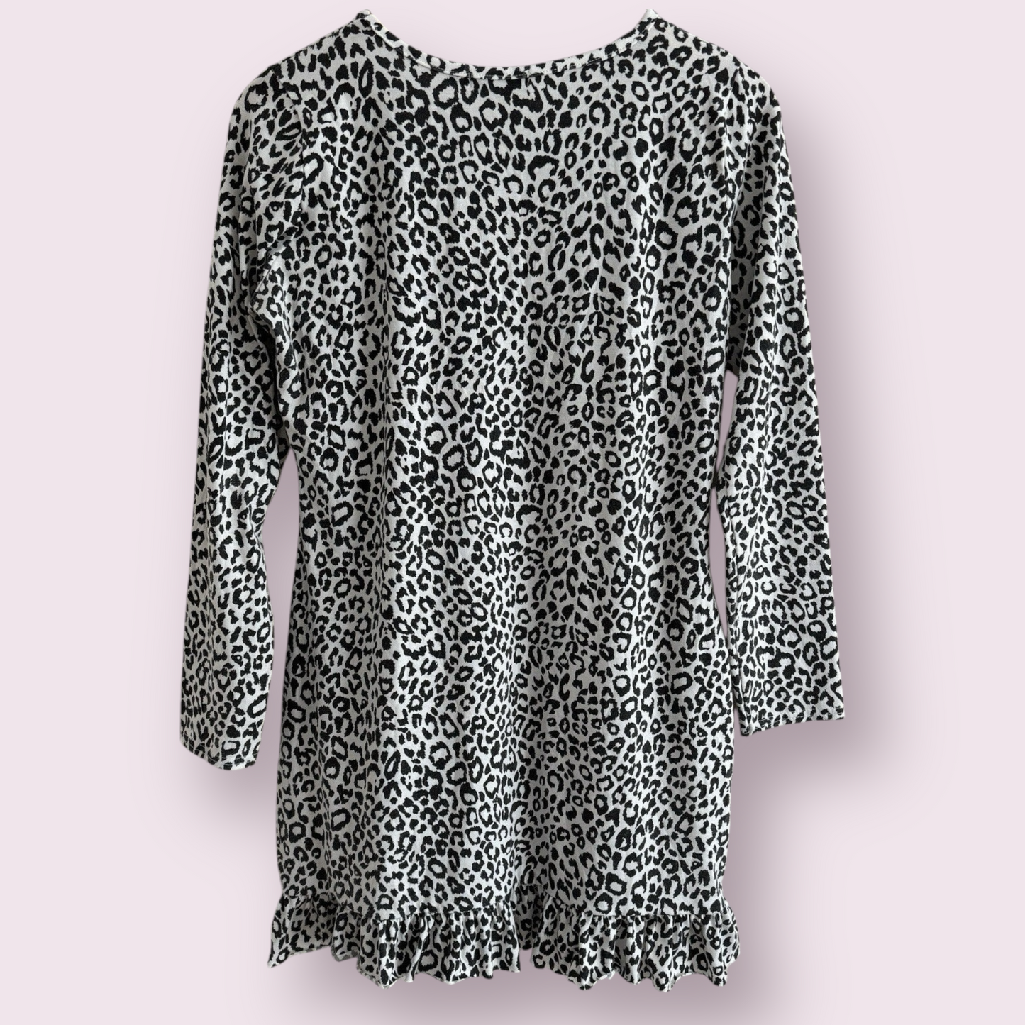 PrettyLittleThing Black Mix Animal Print Size 18 UK Long Sleeve Short Dress Top