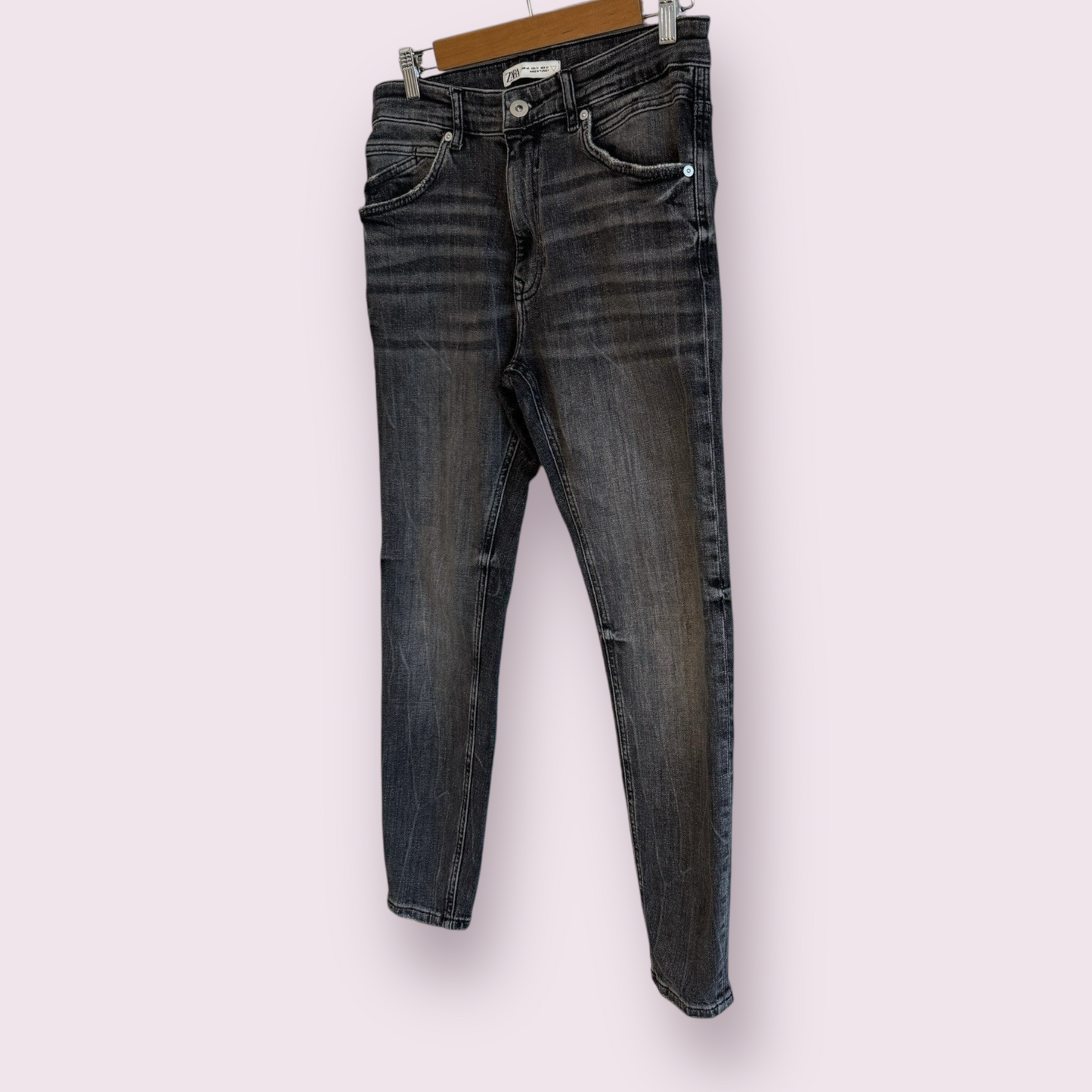 Zara Charcoal Grey Size 10-12 UK Slim Tapered Washed Jeans