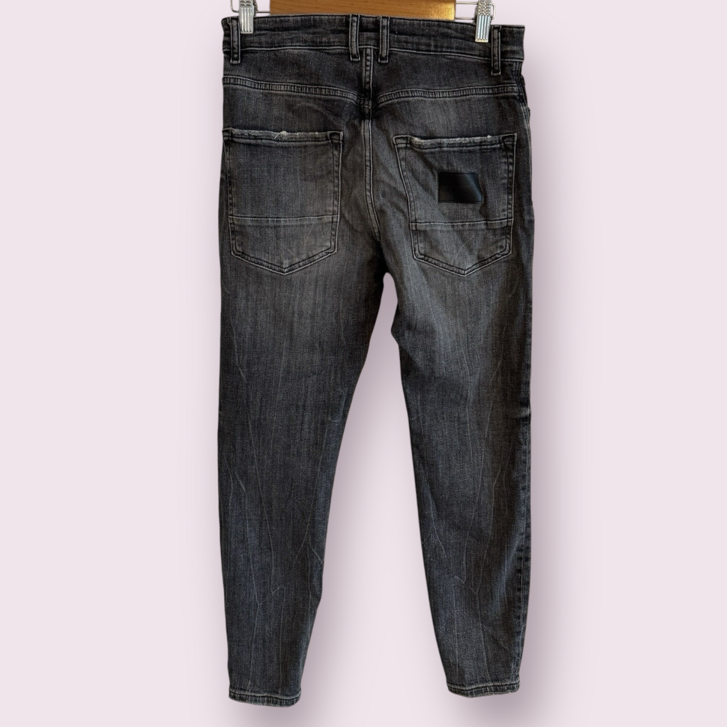 Zara Charcoal Grey Size 10-12 UK Slim Tapered Washed Jeans