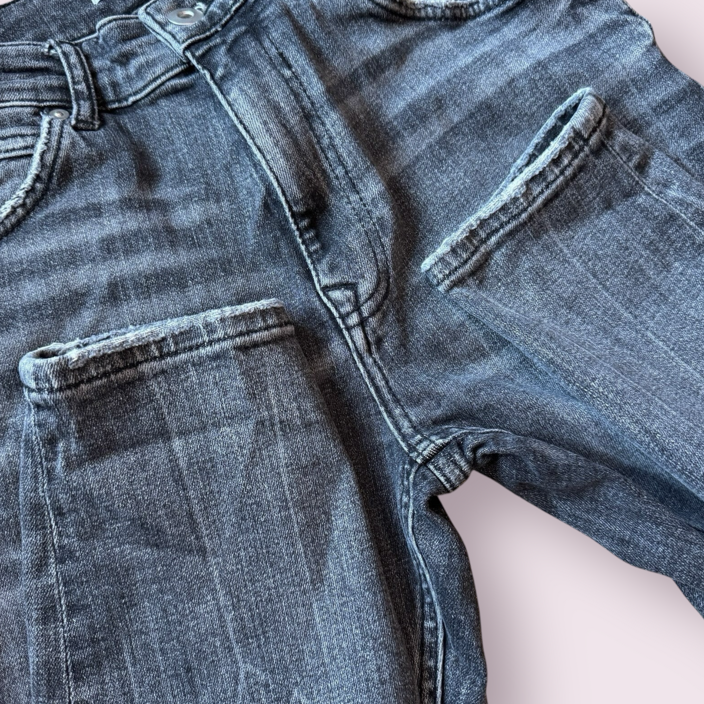 Zara Charcoal Grey Size 10-12 UK Slim Tapered Washed Jeans