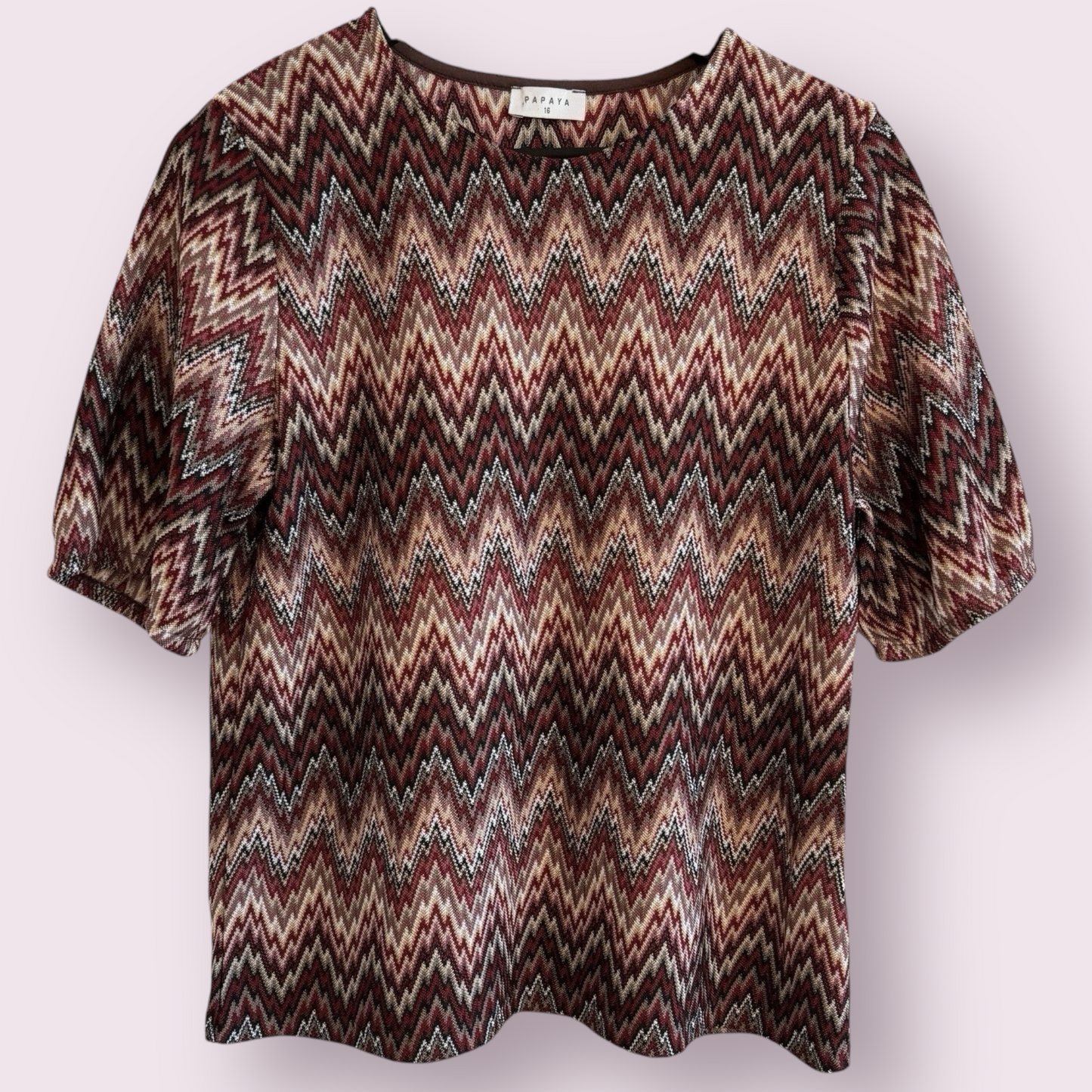 Papaya Multi Chevron Size 16 UK Short Sleeve Top Casual