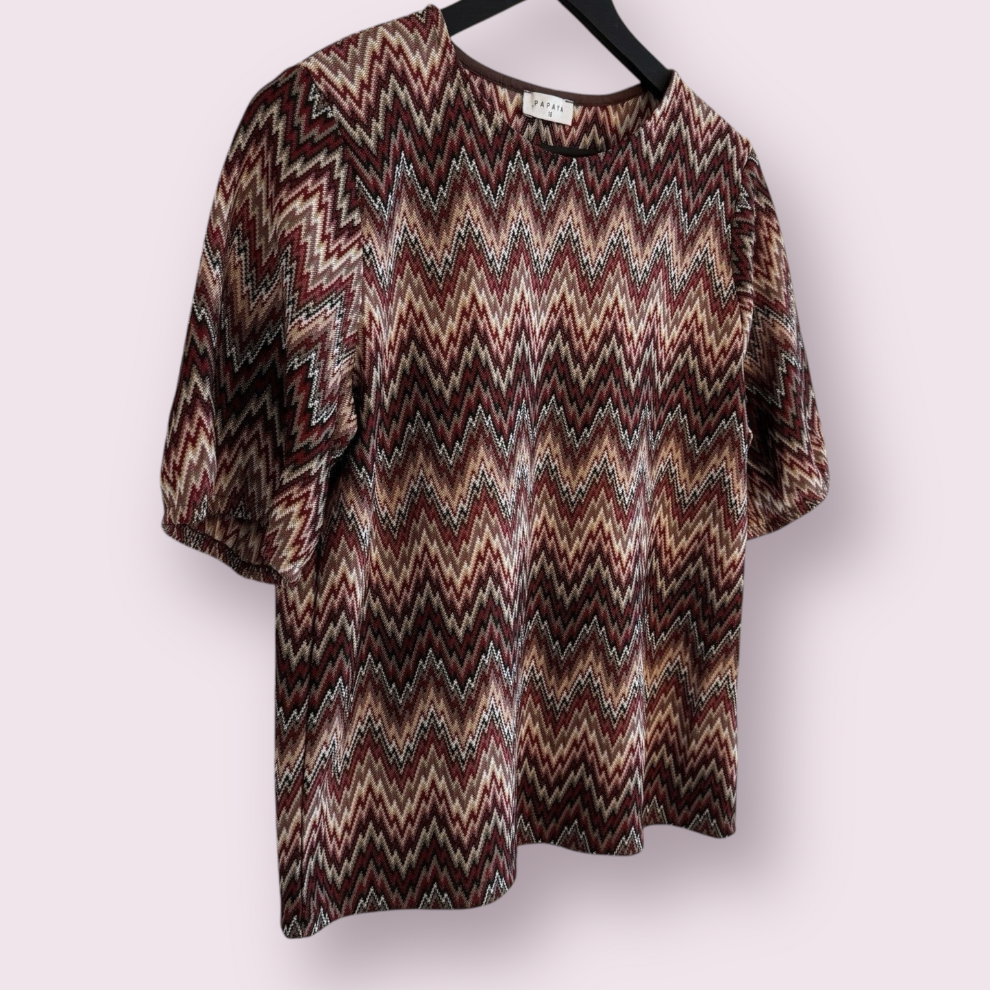 Papaya Multi Chevron Size 16 UK Short Sleeve Top Casual