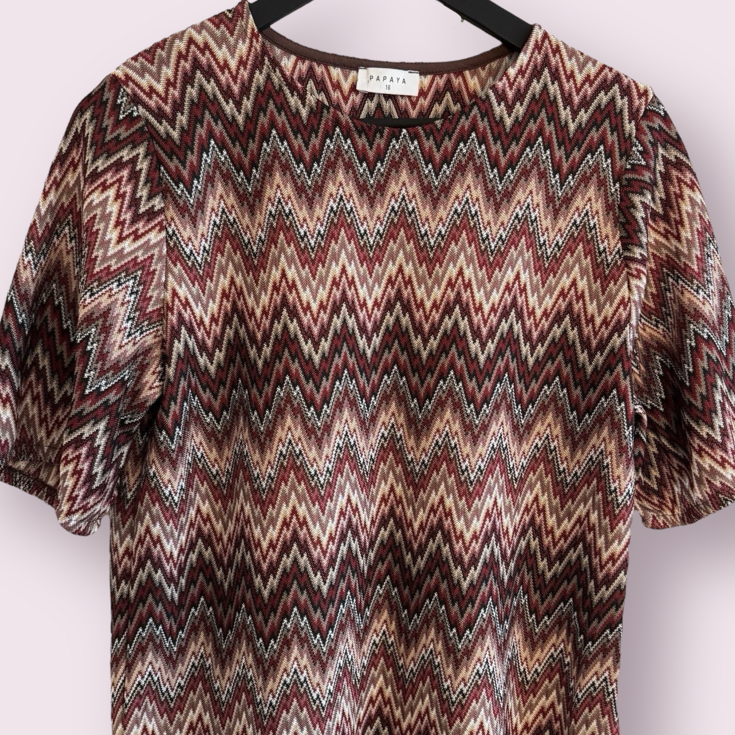 Papaya Multi Chevron Size 16 UK Short Sleeve Top Casual