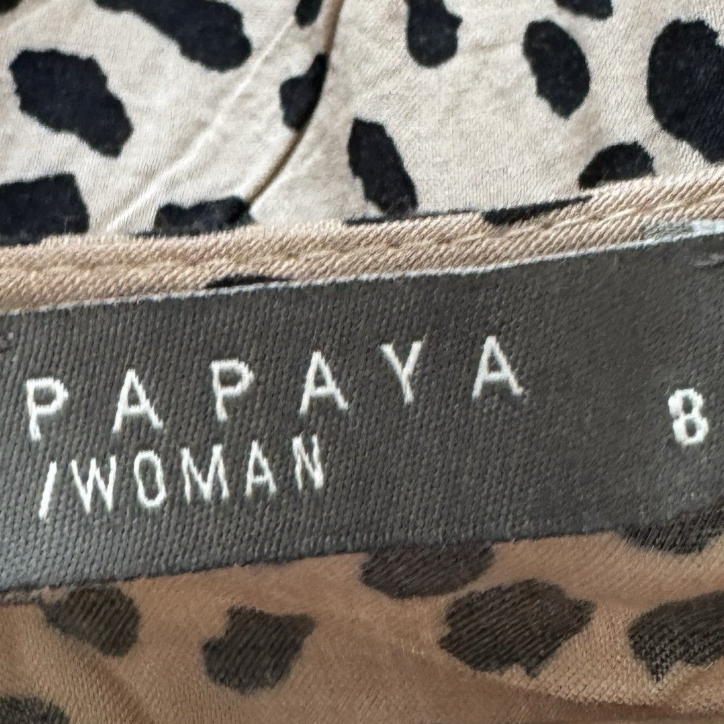 Papaya Natural Animal Print Size 8 UK Short Sleeve Faux Wrap Dress