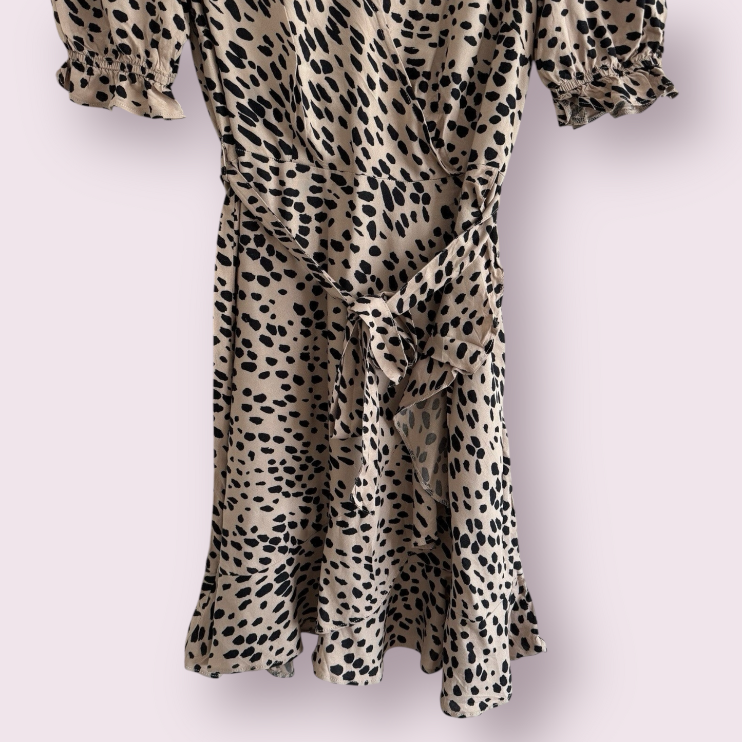 Papaya Natural Animal Print Size 8 UK Short Sleeve Faux Wrap Dress