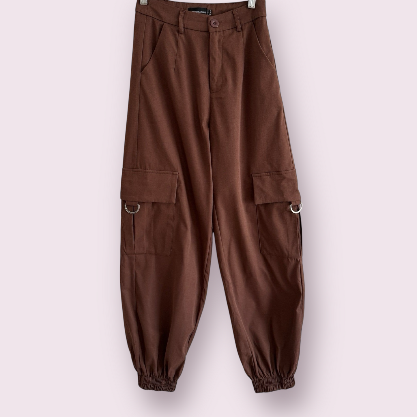 PrettyLittleThing Brown SIZE 8 UK Cuffed Pockets Trousers