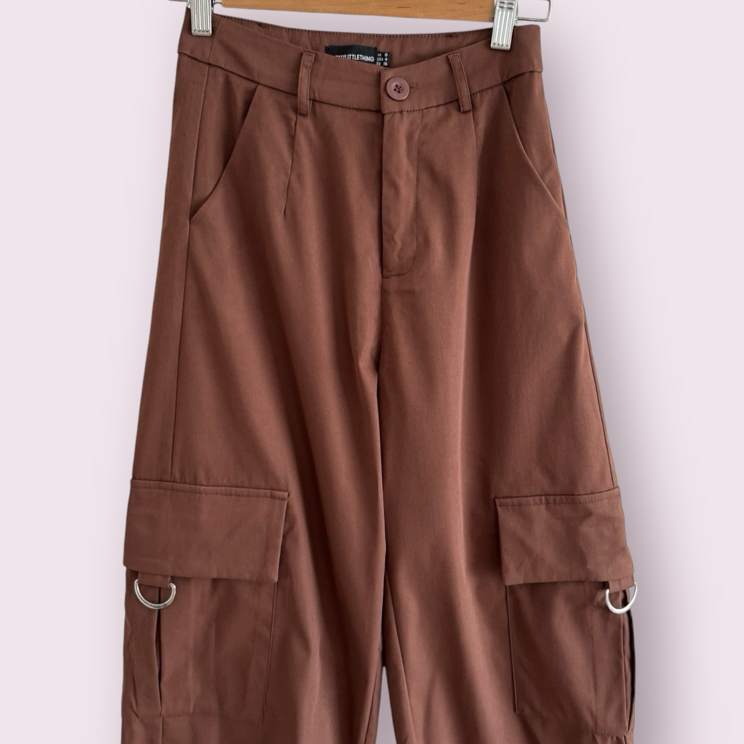 PrettyLittleThing Brown SIZE 8 UK Cuffed Pockets Trousers