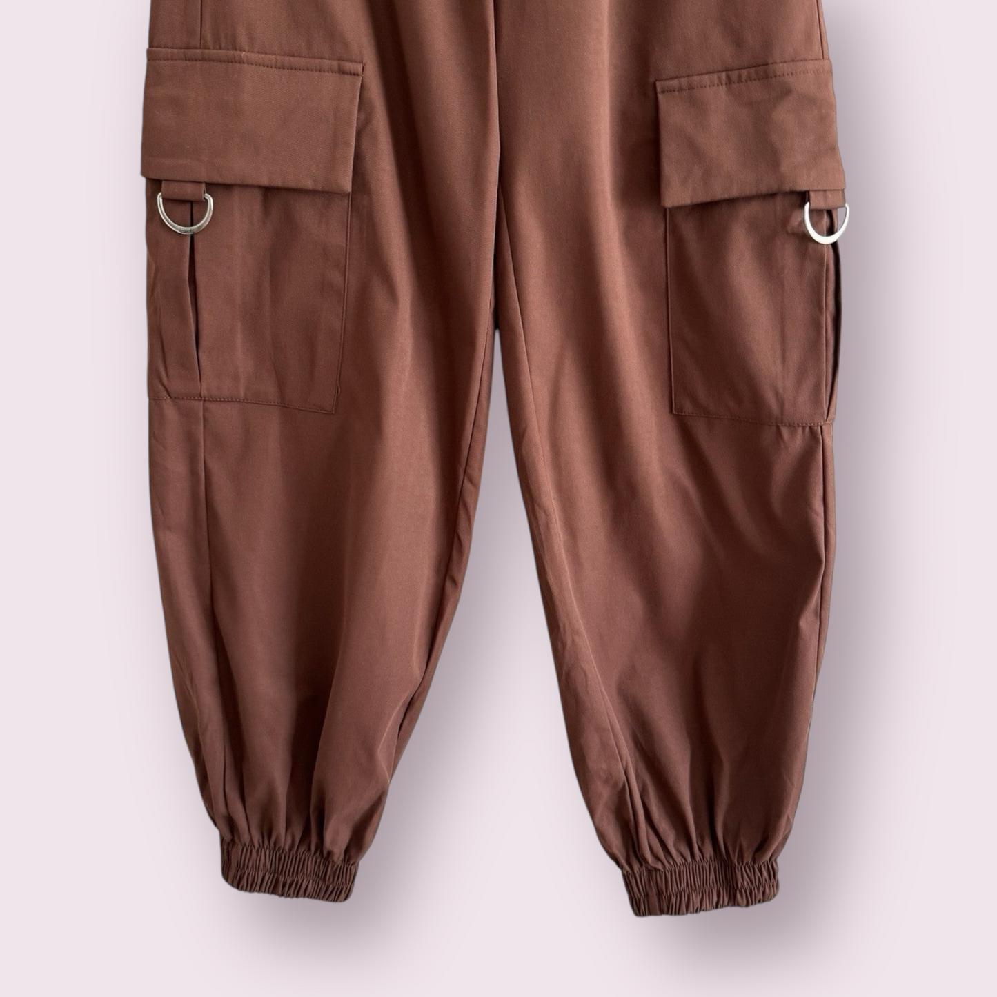 PrettyLittleThing Brown SIZE 8 UK Cuffed Pockets Trousers