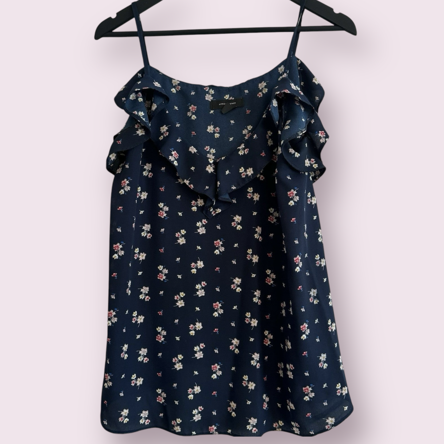 Atmosphere Size 16 UK Blue Floral Ruffle Sleeveless Top Spring Summer