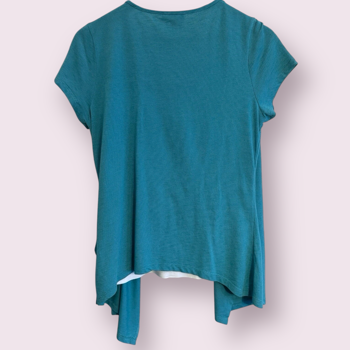 Soon Turquoise Size 14 UK Built In Short Sleeve Cardigan Floral Top