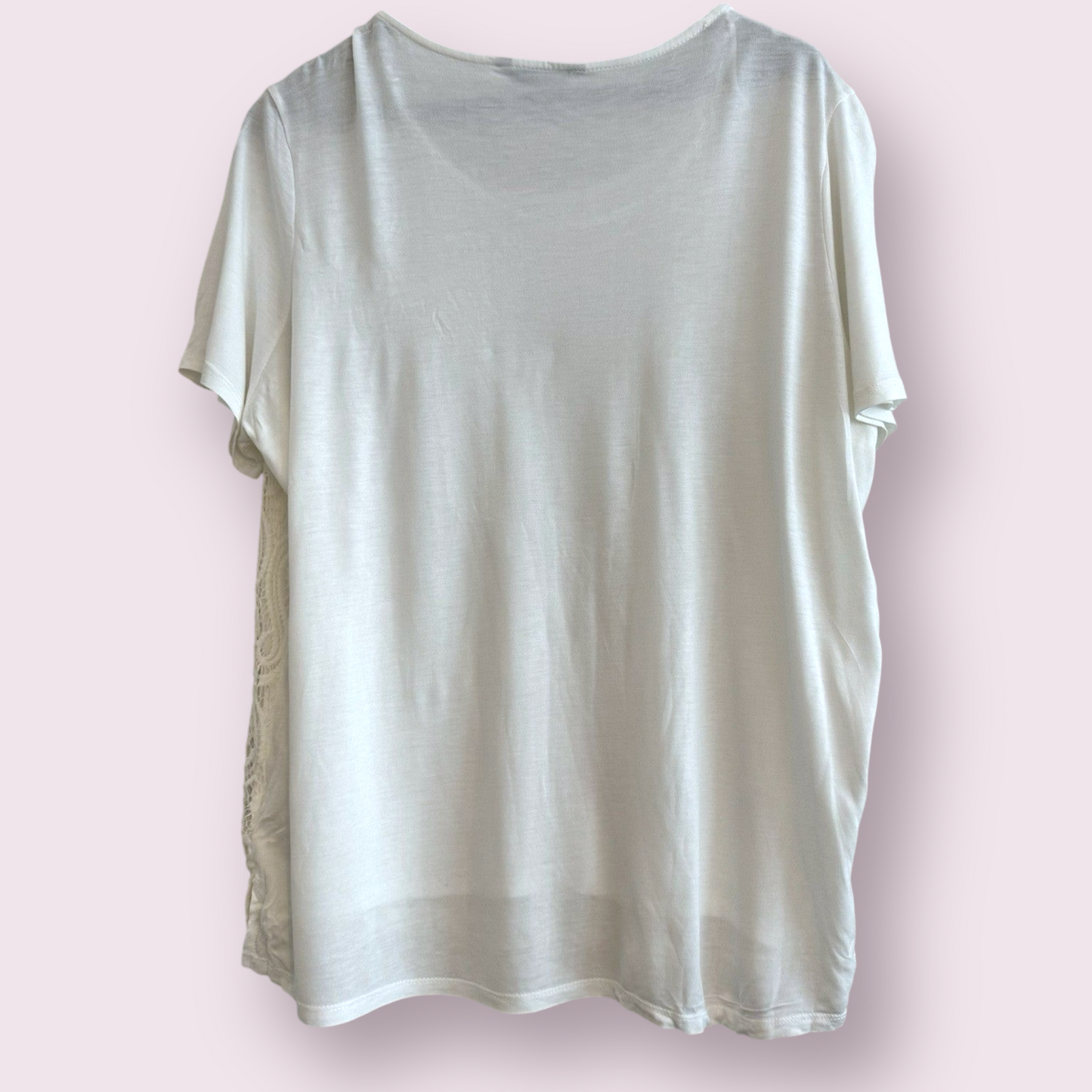 TU Size 22 UK Ivory Lace Short Sleeve Round Neck Layered Top