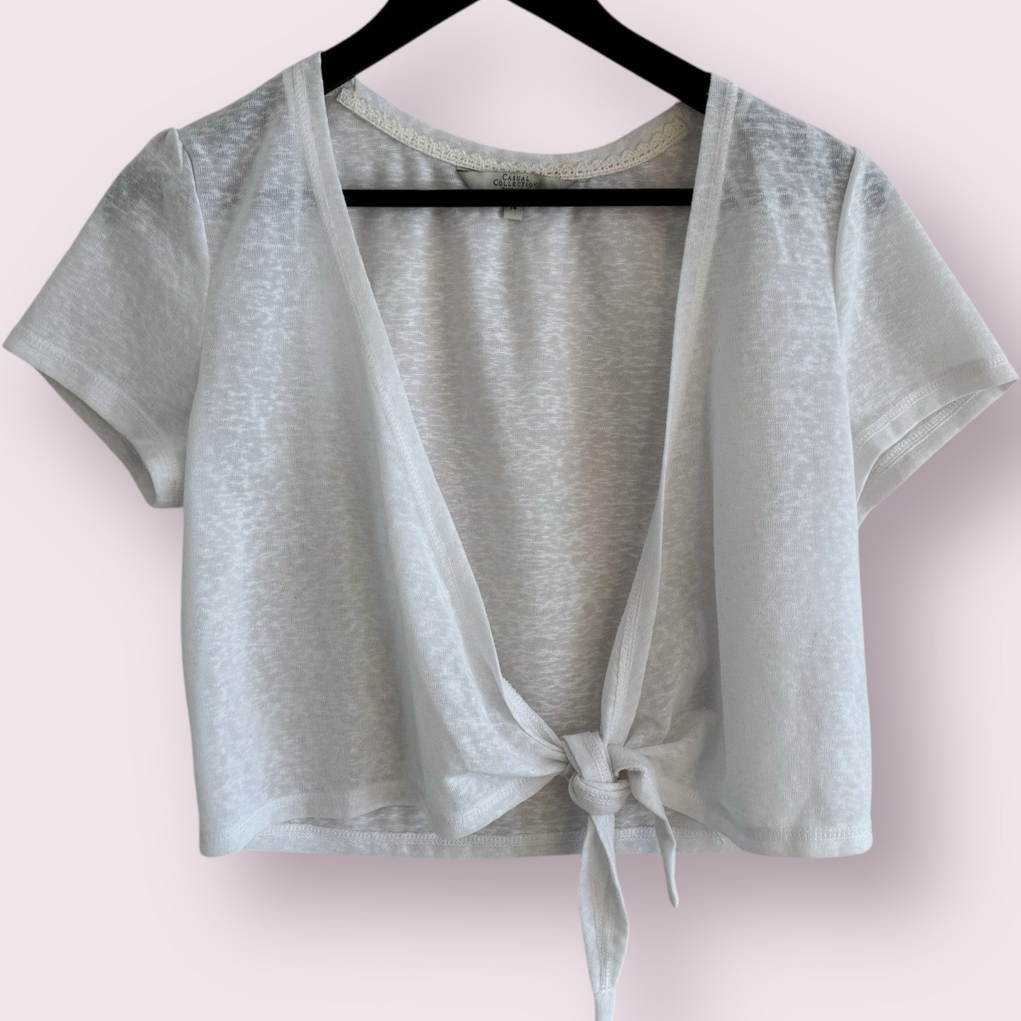 Debenhams Soft White Size 14 UK Short Sleeve Tie Front Shrug Bolero