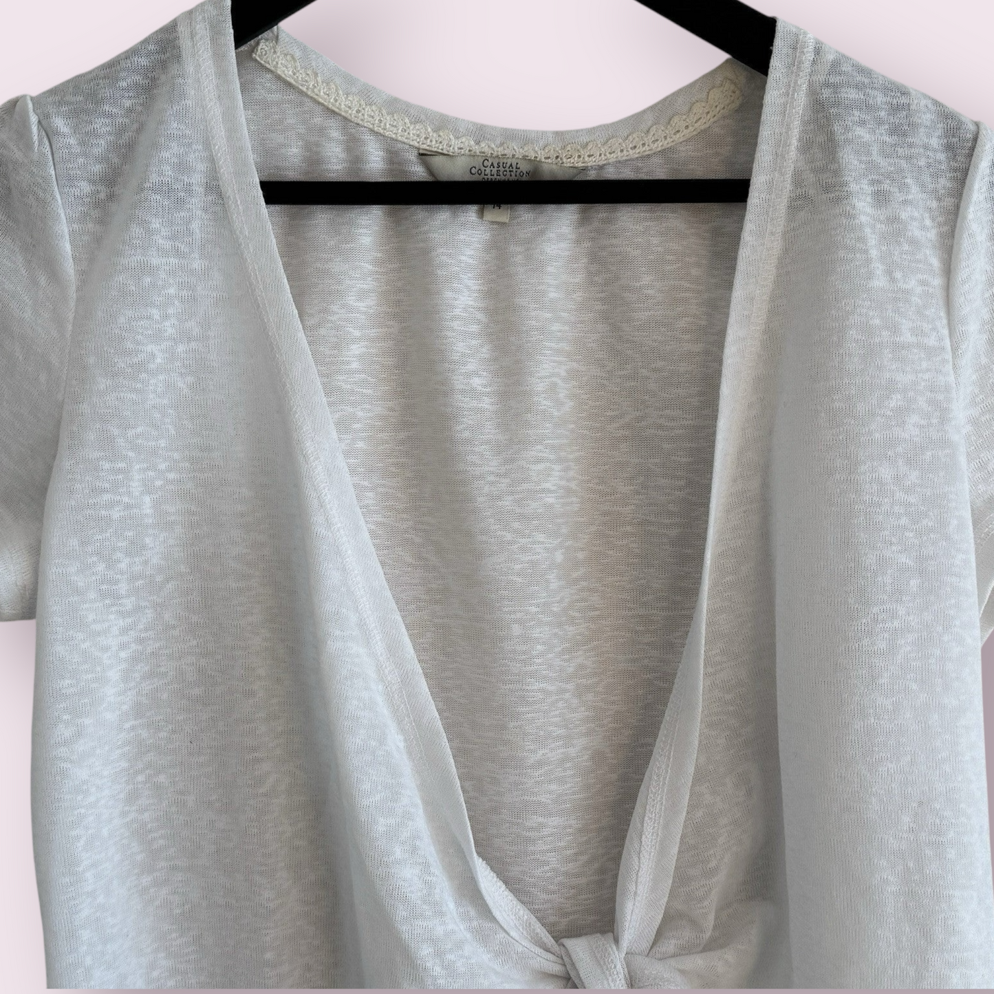 Debenhams Soft White Size 14 UK Short Sleeve Tie Front Shrug Bolero