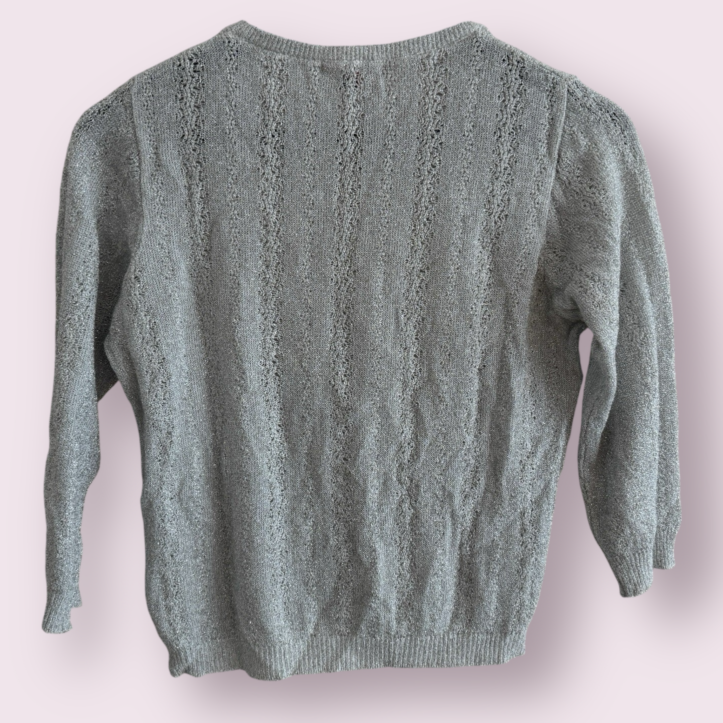 Playfair Of London Silver Glitter Size 10 UK 3/4 Sleeve Jumper Top