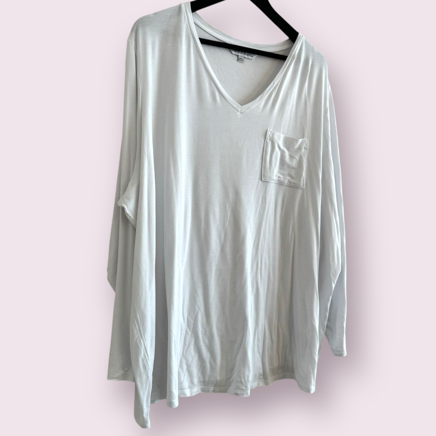 Capsule Size 28 UK White Long Sleeve V Neck Everyday Top With Pocket
