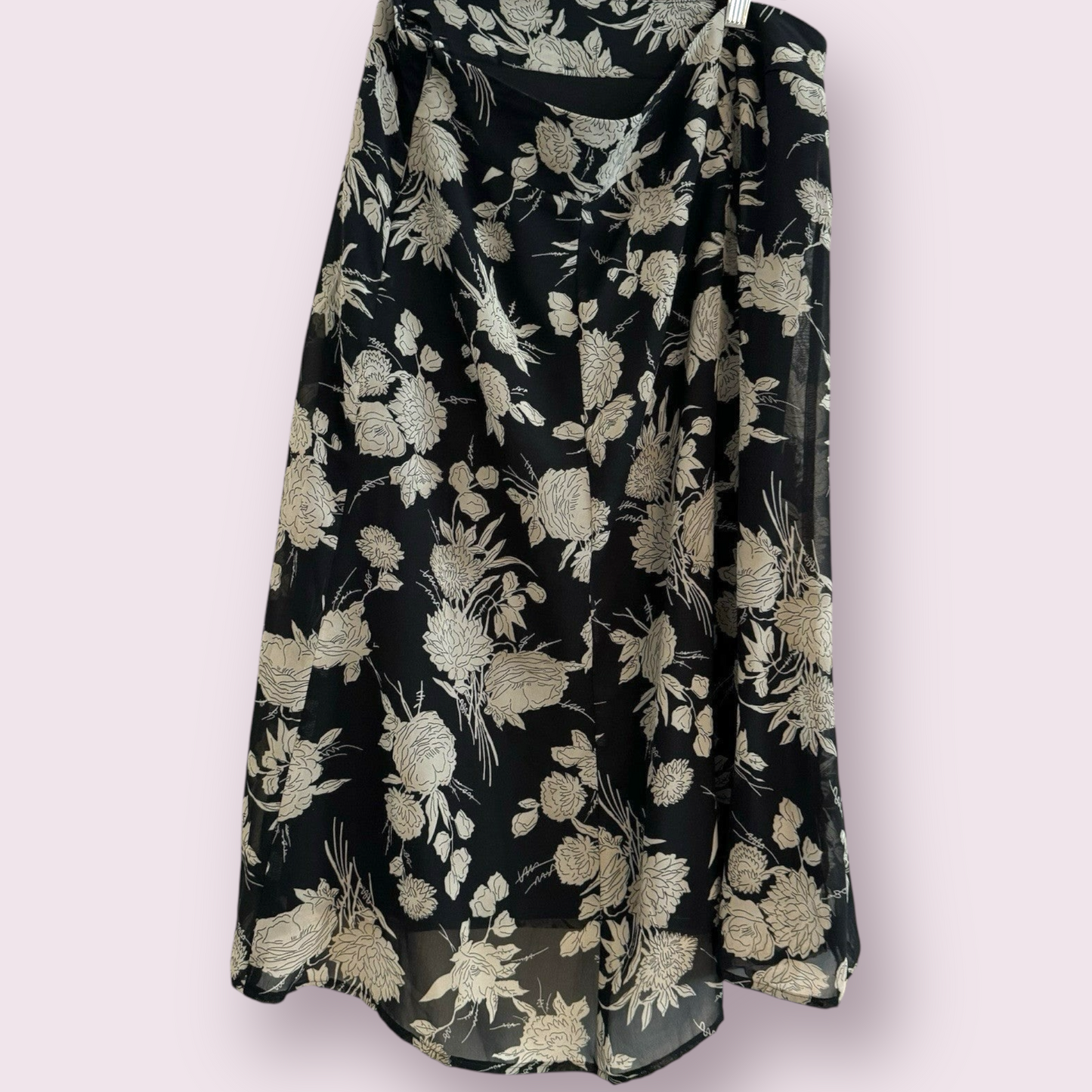 Papaya Size 14 UK Black Floral Lined Flare Over The Knee Skirt