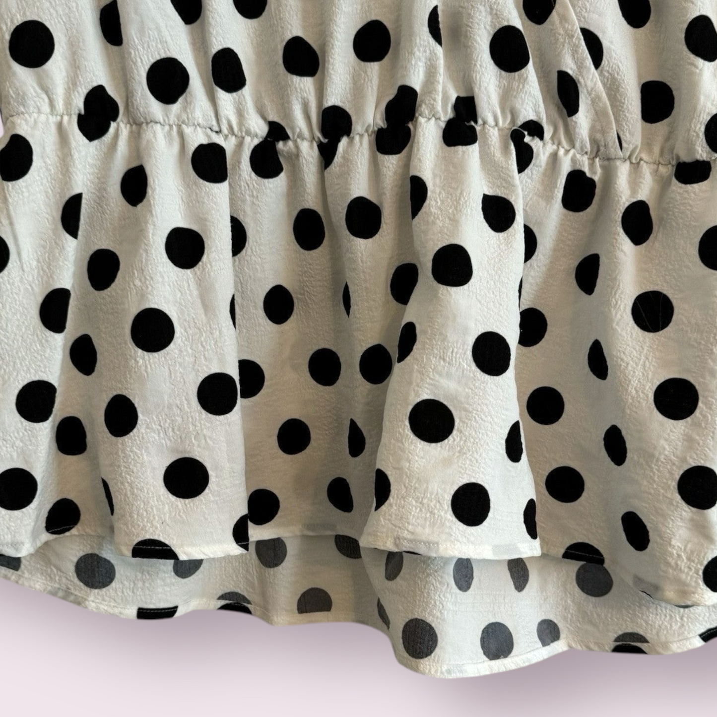 Marks & Spencer Size 14 UK White Polka Dot Short Sleeved Cross V Neck Top