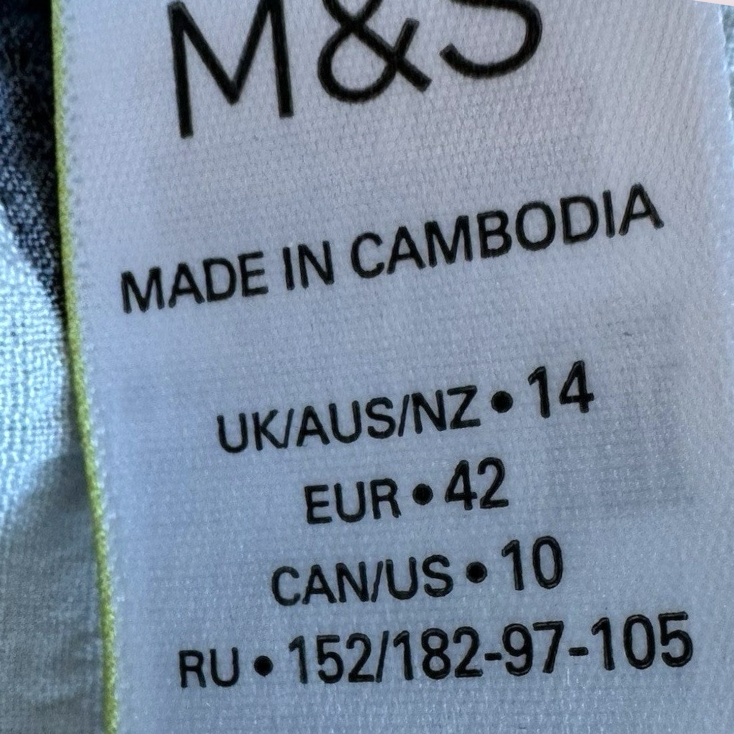 Marks & Spencer Size 14 UK White Polka Dot Short Sleeved Cross V Neck Top