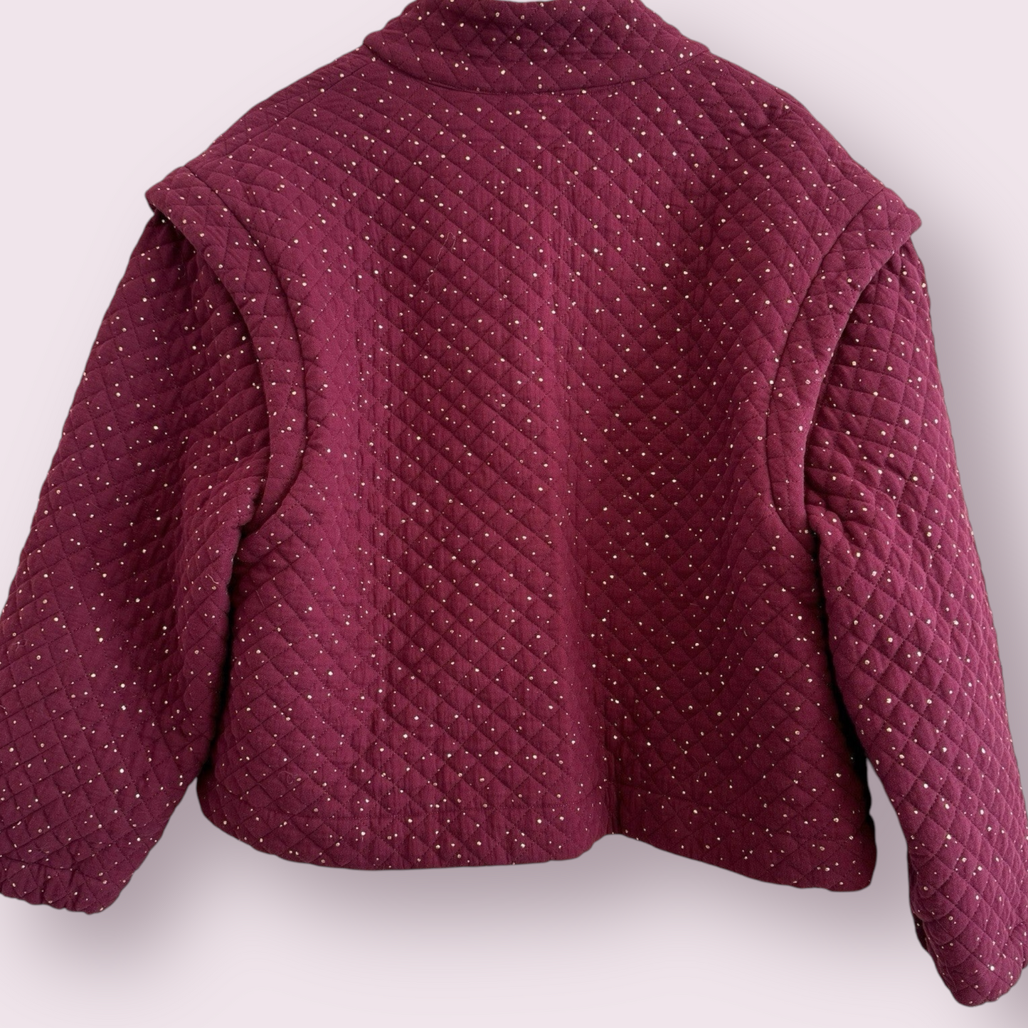 Ladies Size 16 UK Quilted Burgundy Dotty Lined Cotton Jacket