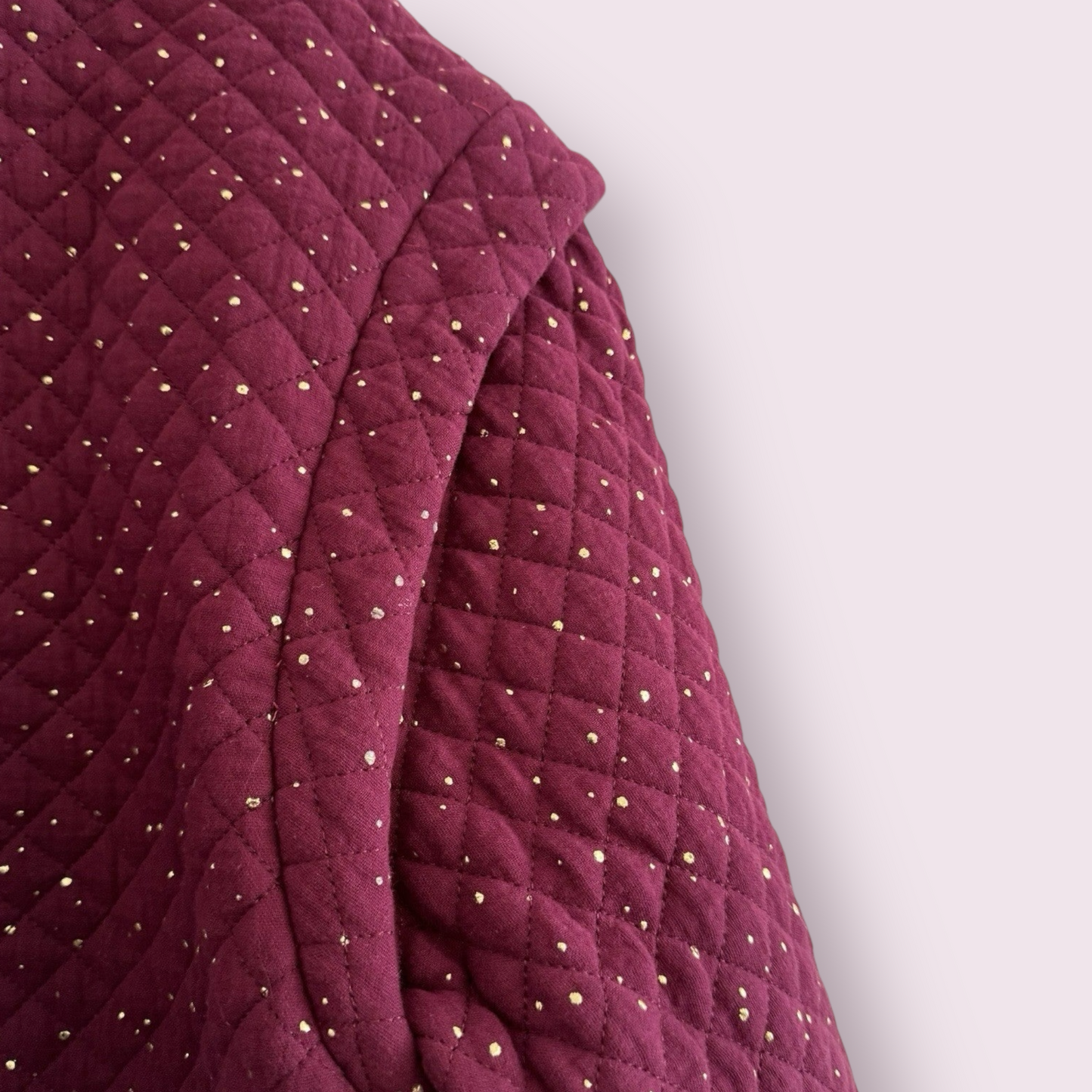 Ladies Size 16 UK Quilted Burgundy Dotty Lined Cotton Jacket