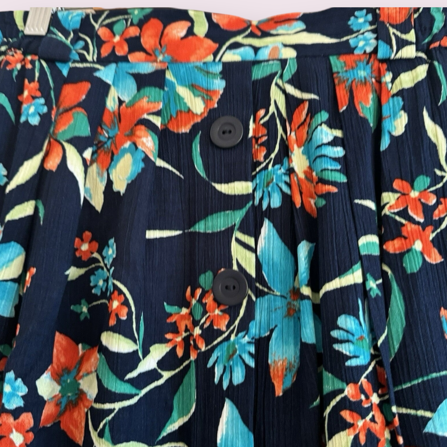 C&A Canda Size 10 UK Pretty Blue Floral Button Down Lined Knee Length Skirt