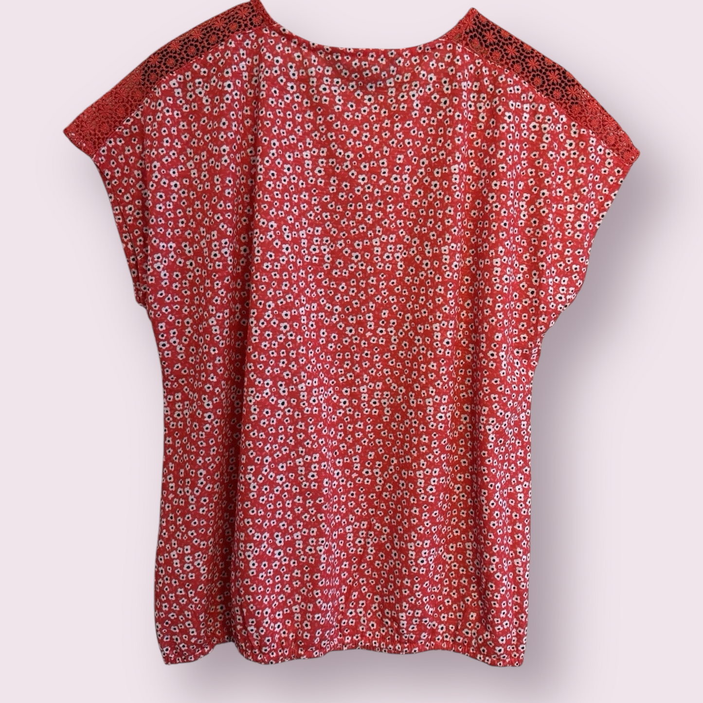Bonmarche Red Floral Size 18 UK Short Sleeve Spring Ready Top