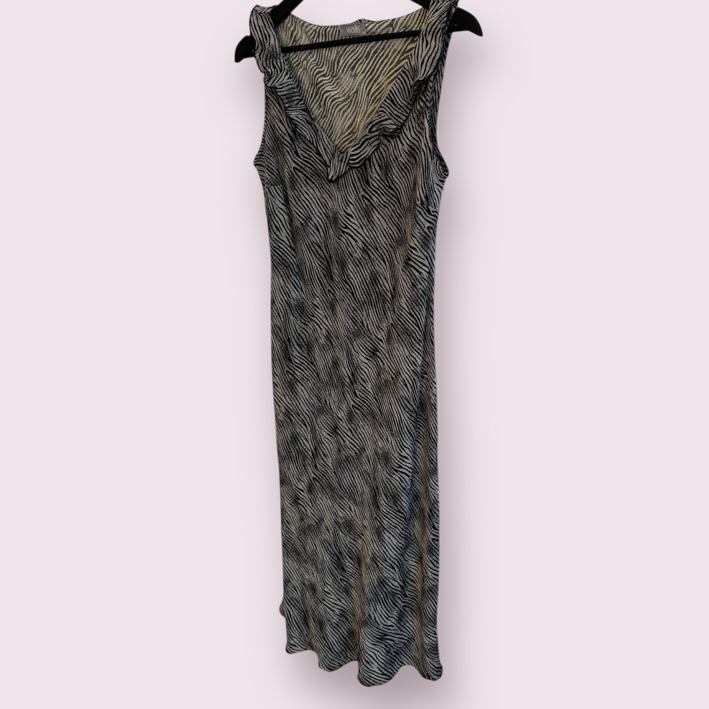 Wallis Black Mix Print Size 16 UK Sleeveless Midi Dress Spring Summer Ready