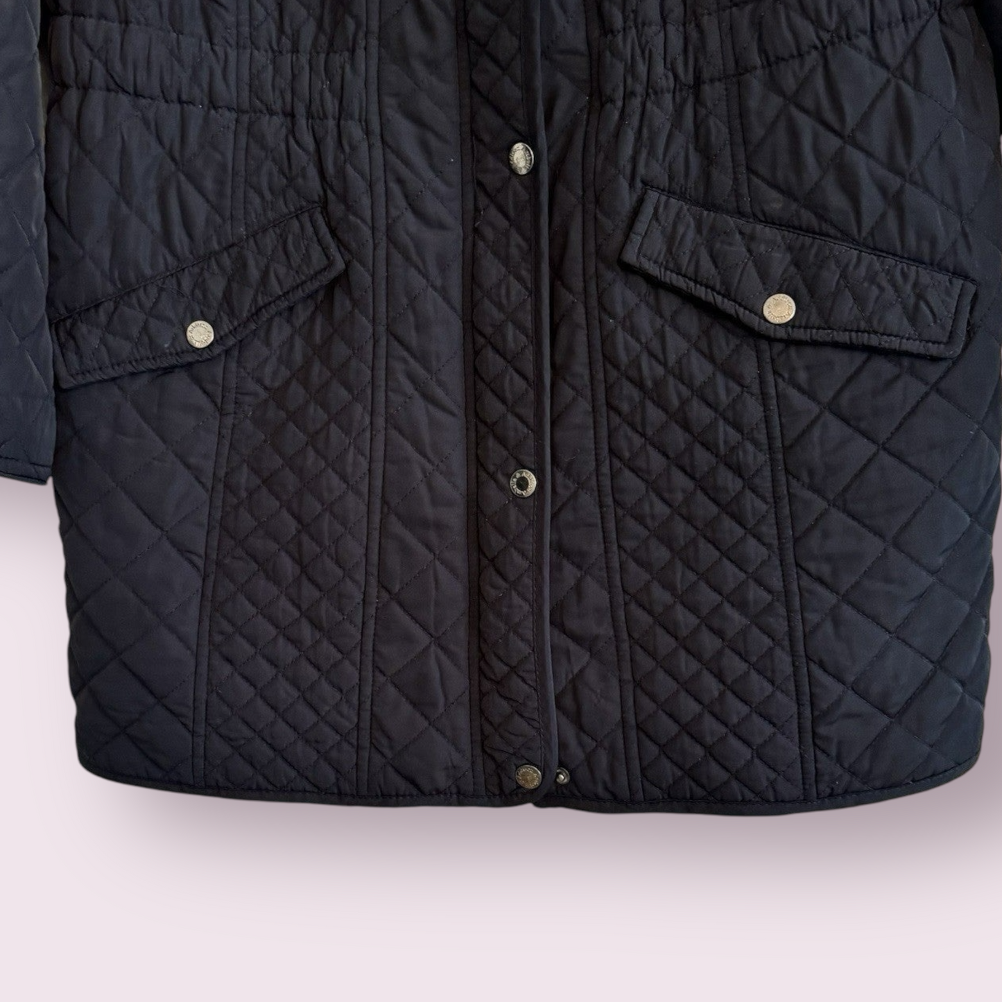 Arabella Addison Size 12-14 UK Blue Quilted Long Sleeved Hooded Jacket With Pockets