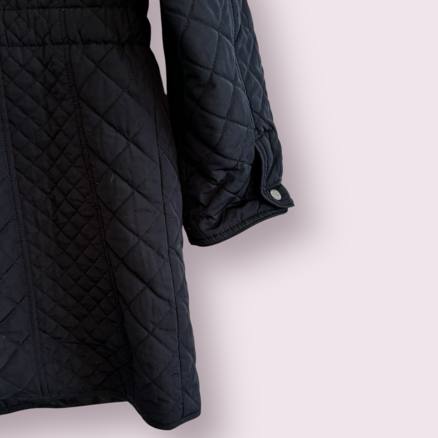 Arabella Addison Size 12-14 UK Blue Quilted Long Sleeved Hooded Jacket With Pockets