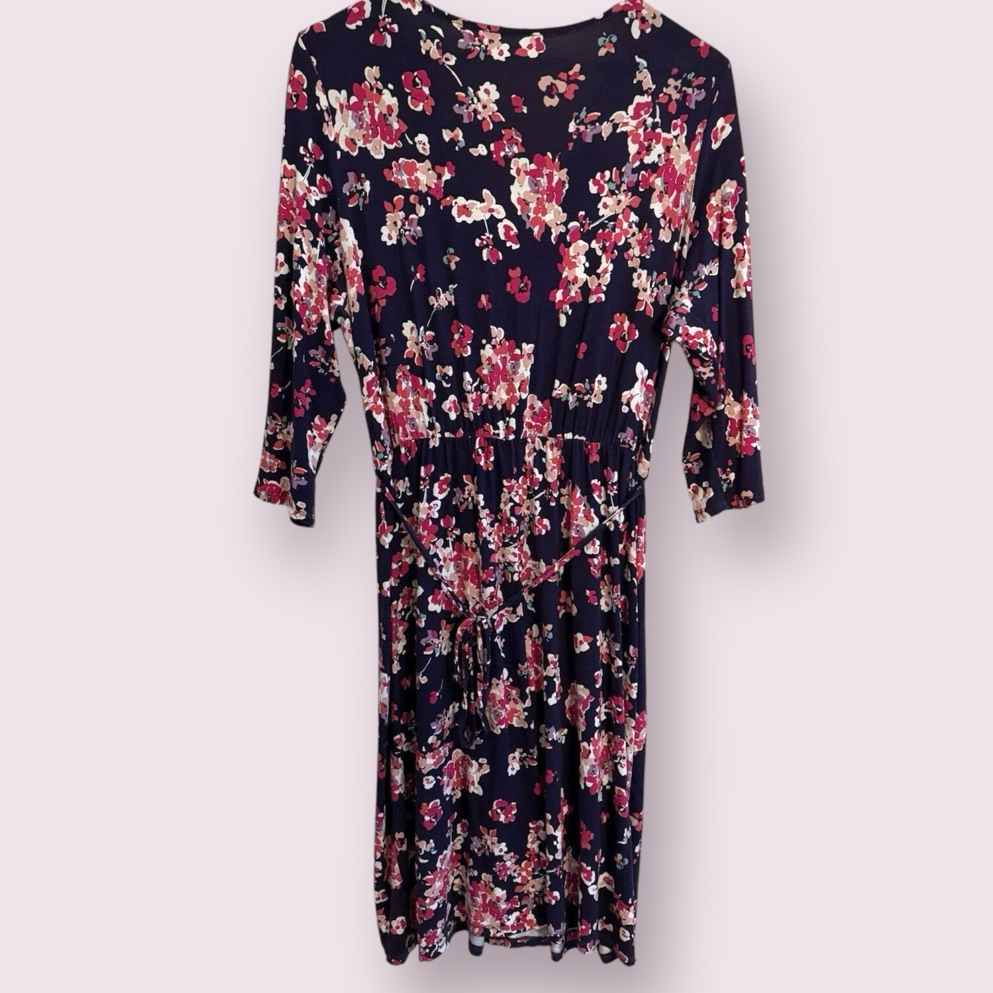M&Co Multi Floral Size 18 UK Faux Wrap 3/4 Sleeve V Neck Dress