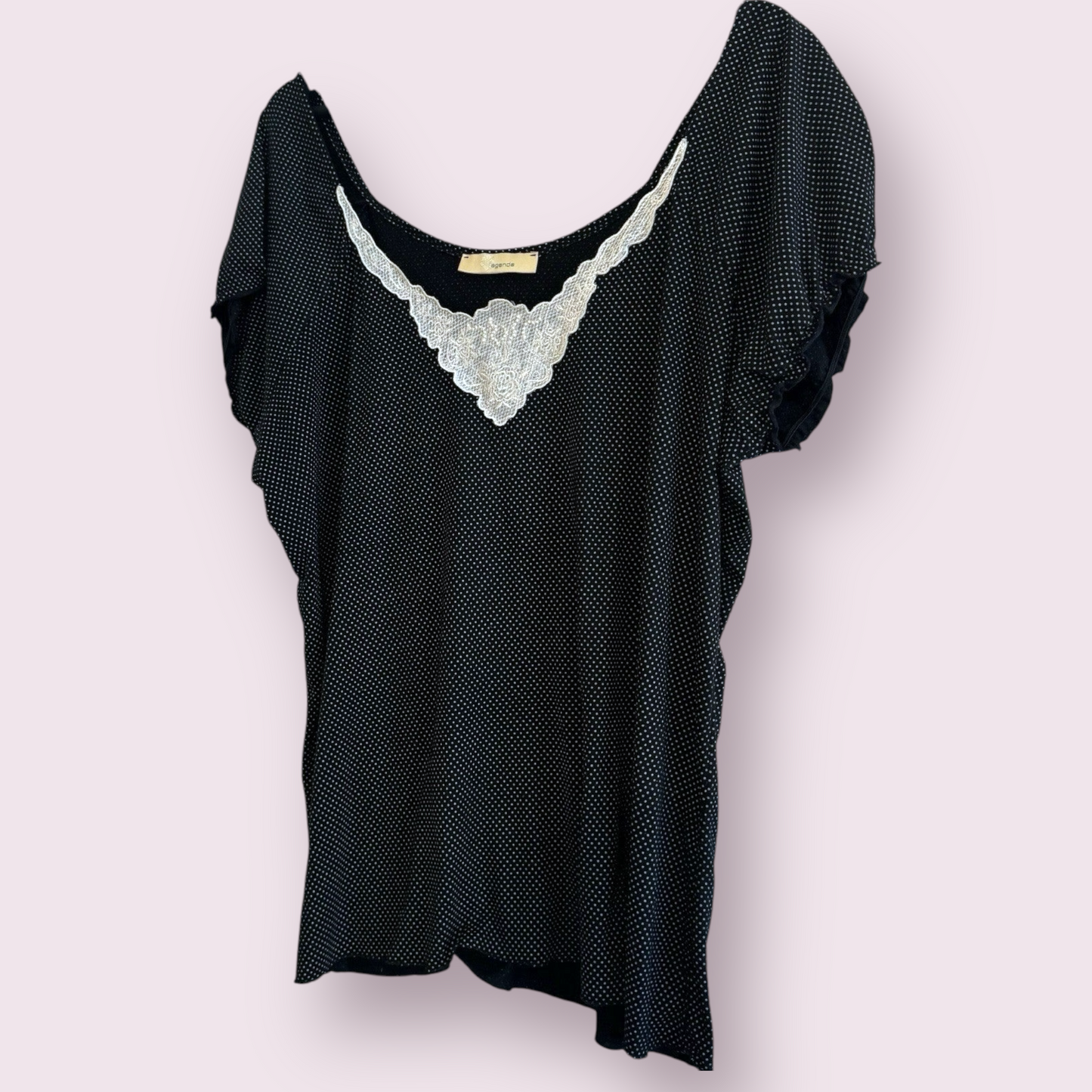 Agenda Size 22 UK Black Polka Dot Off The Shoulder Embroidered Neck Top