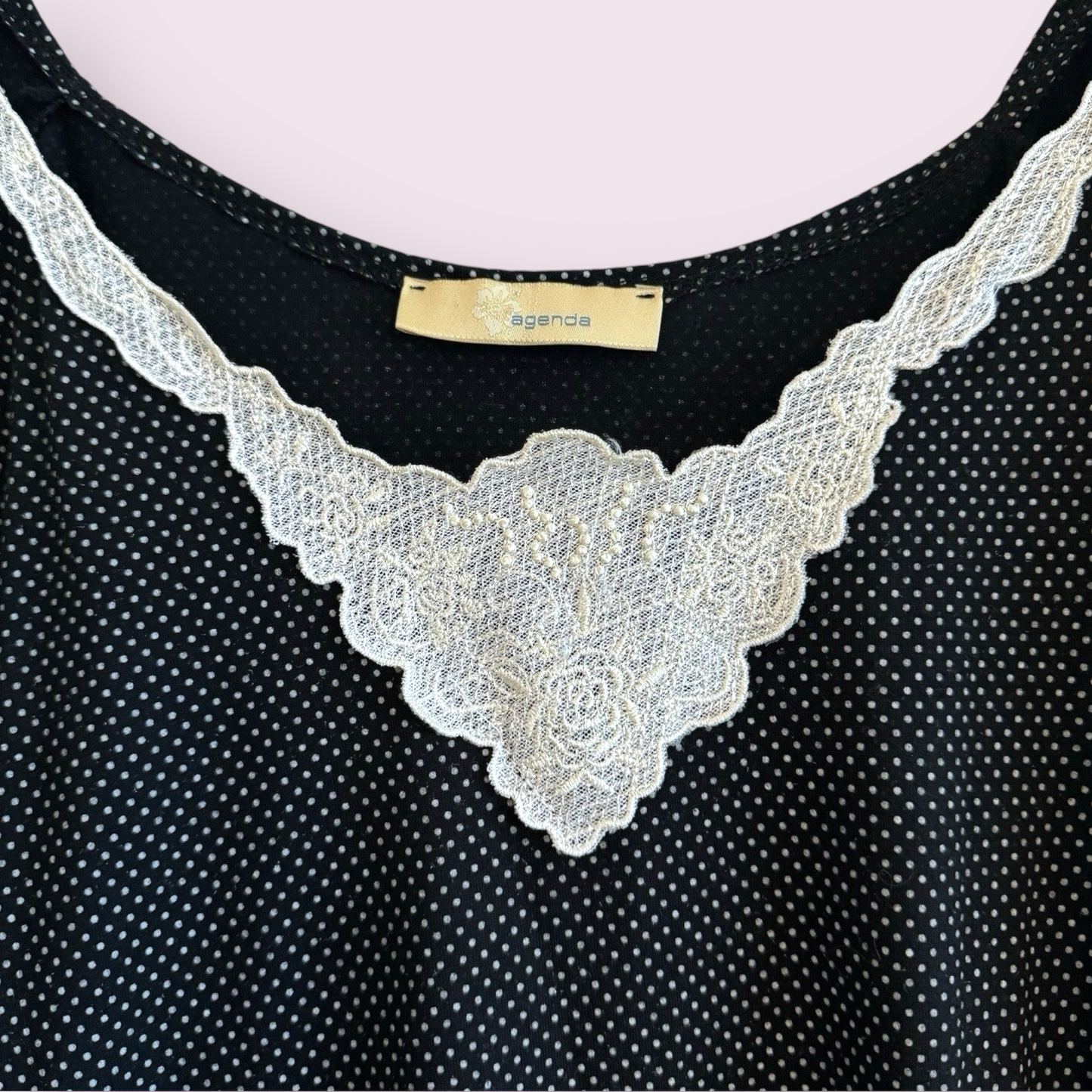 Agenda Size 22 UK Black Polka Dot Off The Shoulder Embroidered Neck Top
