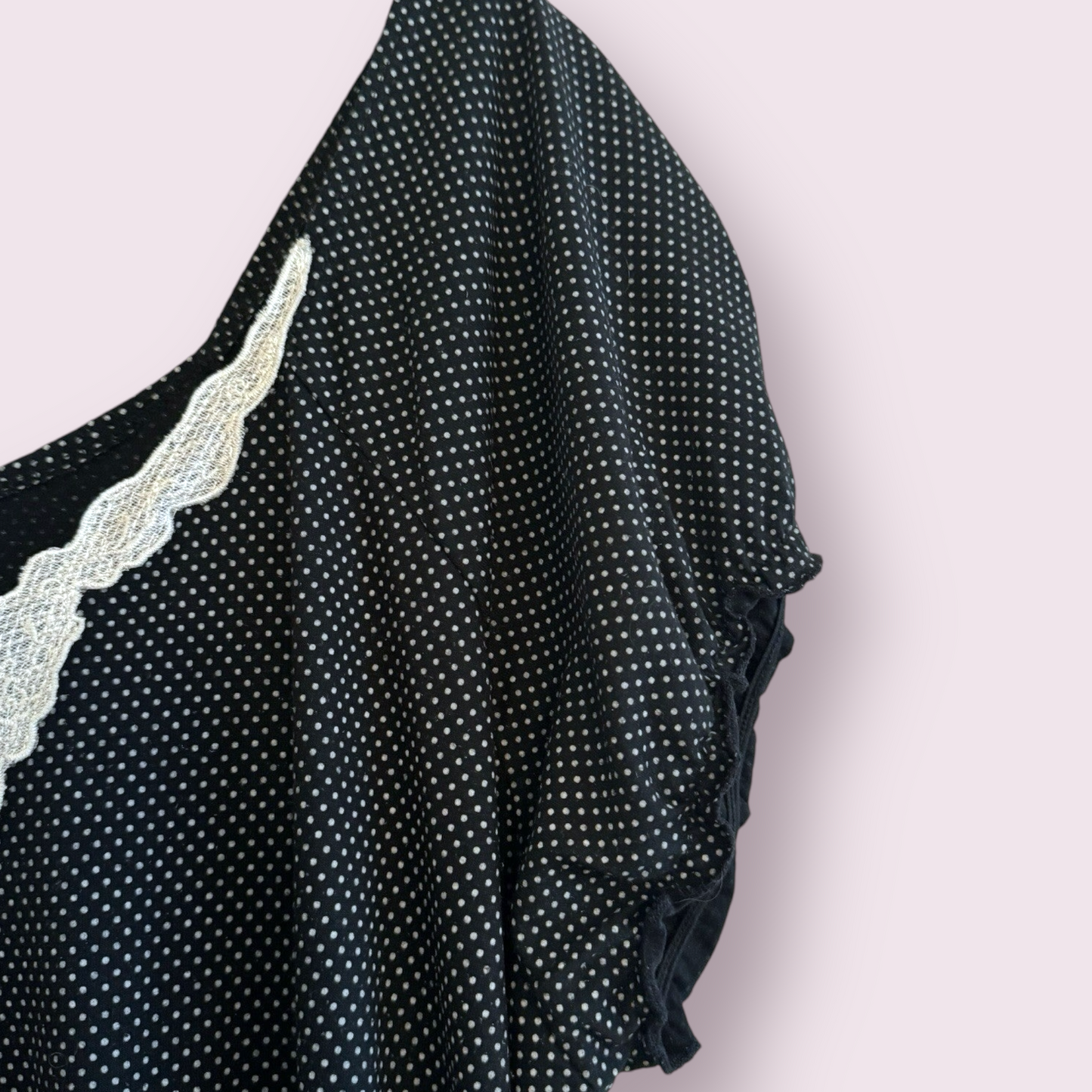 Agenda Size 22 UK Black Polka Dot Off The Shoulder Embroidered Neck Top