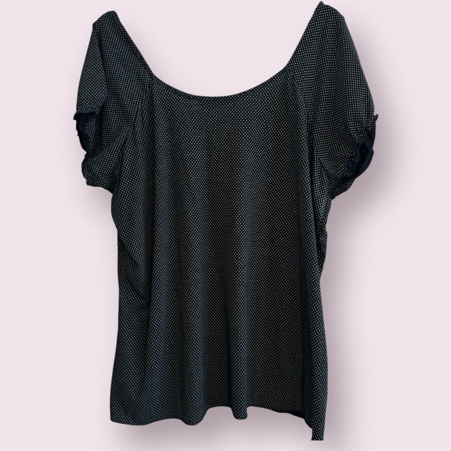 Agenda Size 22 UK Black Polka Dot Off The Shoulder Embroidered Neck Top