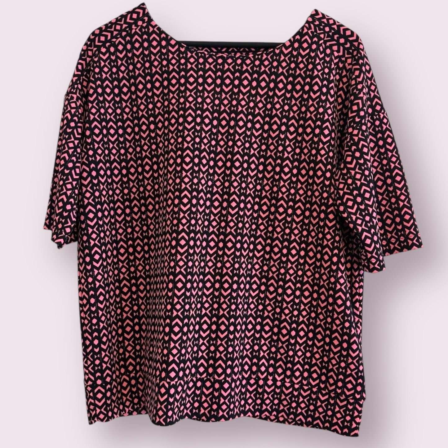 Next Size 14 UK Pink Geometric Short Sleeve Cut Out Back Top