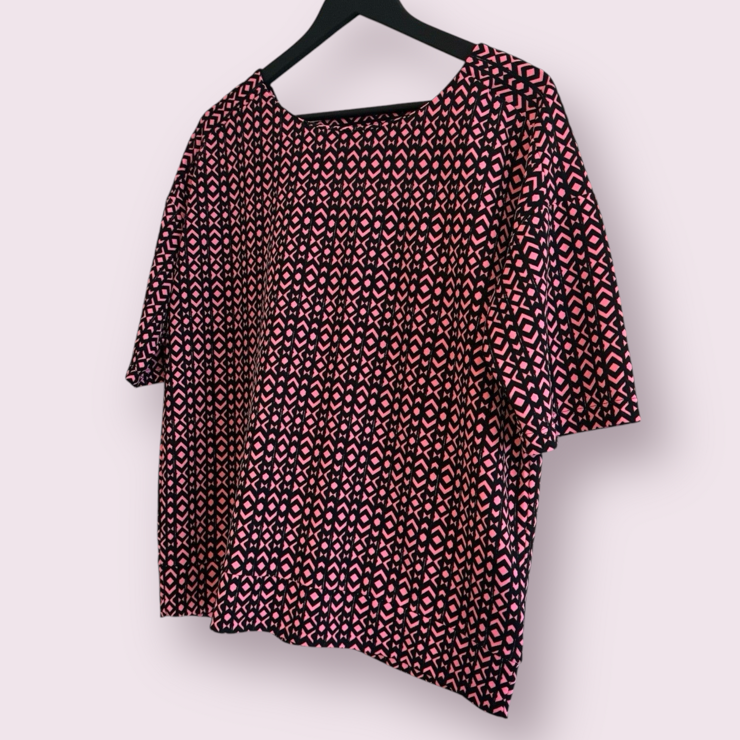 Next Size 14 UK Pink Geometric Short Sleeve Cut Out Back Top