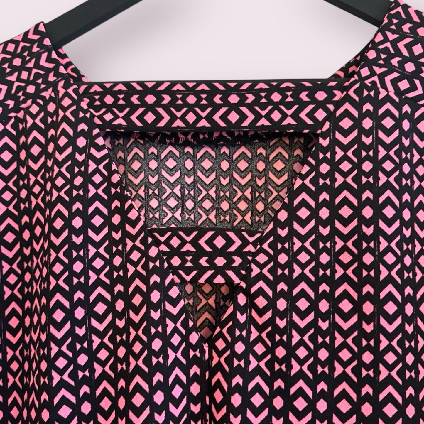 Next Size 14 UK Pink Geometric Short Sleeve Cut Out Back Top