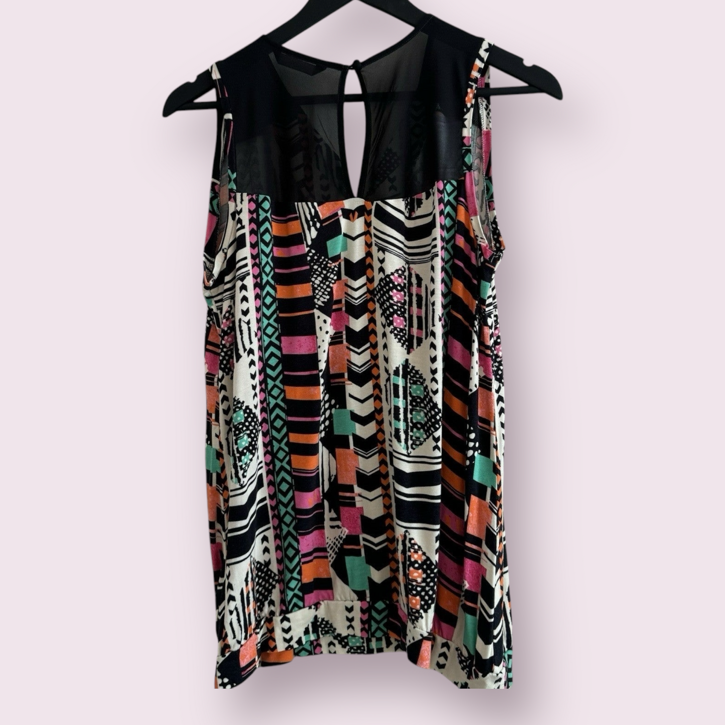 Next Size 12 UK Multicoloured Abstract Sleeveless V-Neck Top