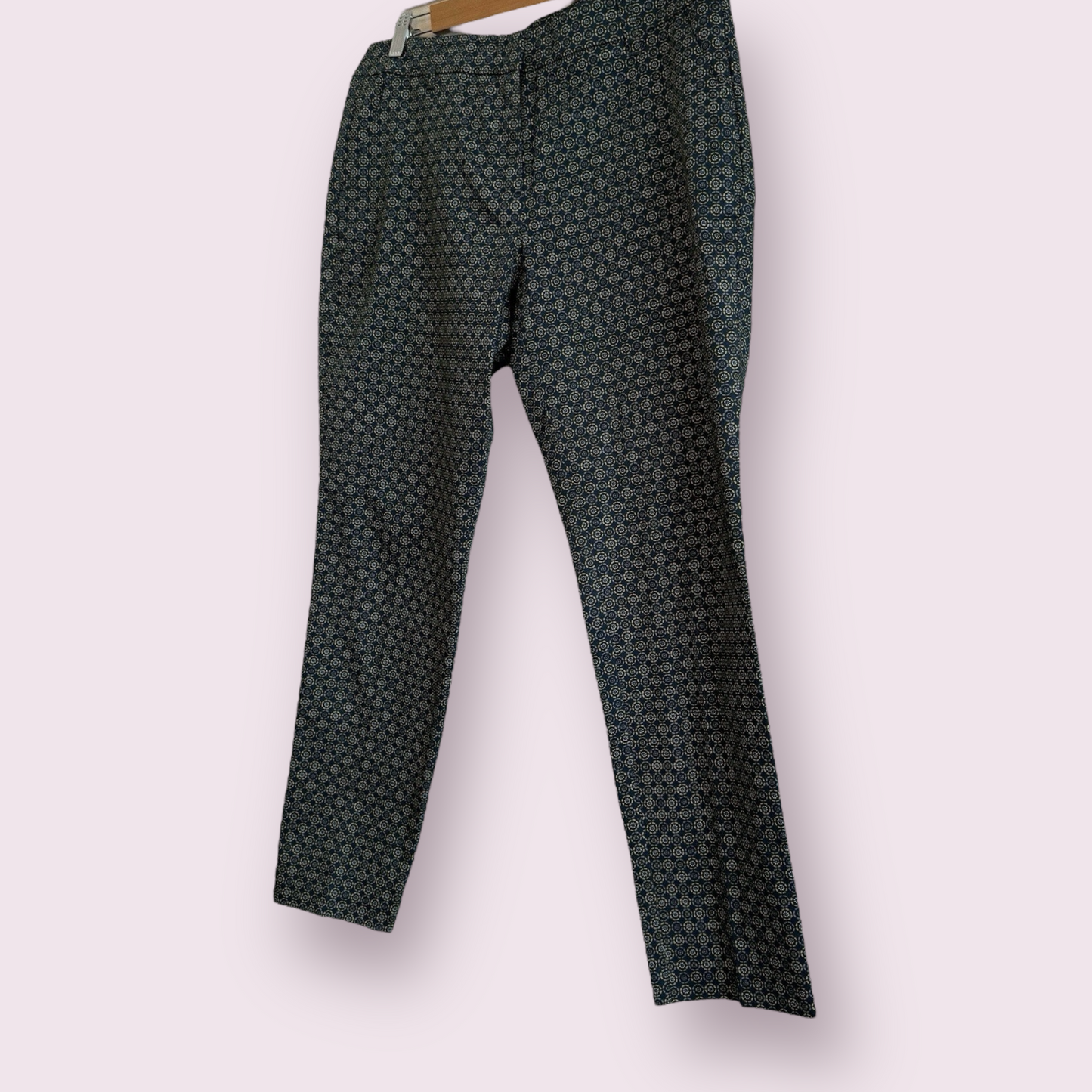 Next Size 12 UK Blue Mix Floral Crop Straight Leg Trousers