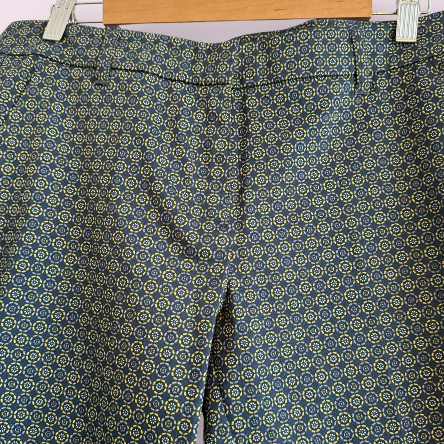 Next Size 12 UK Blue Mix Floral Crop Straight Leg Trousers