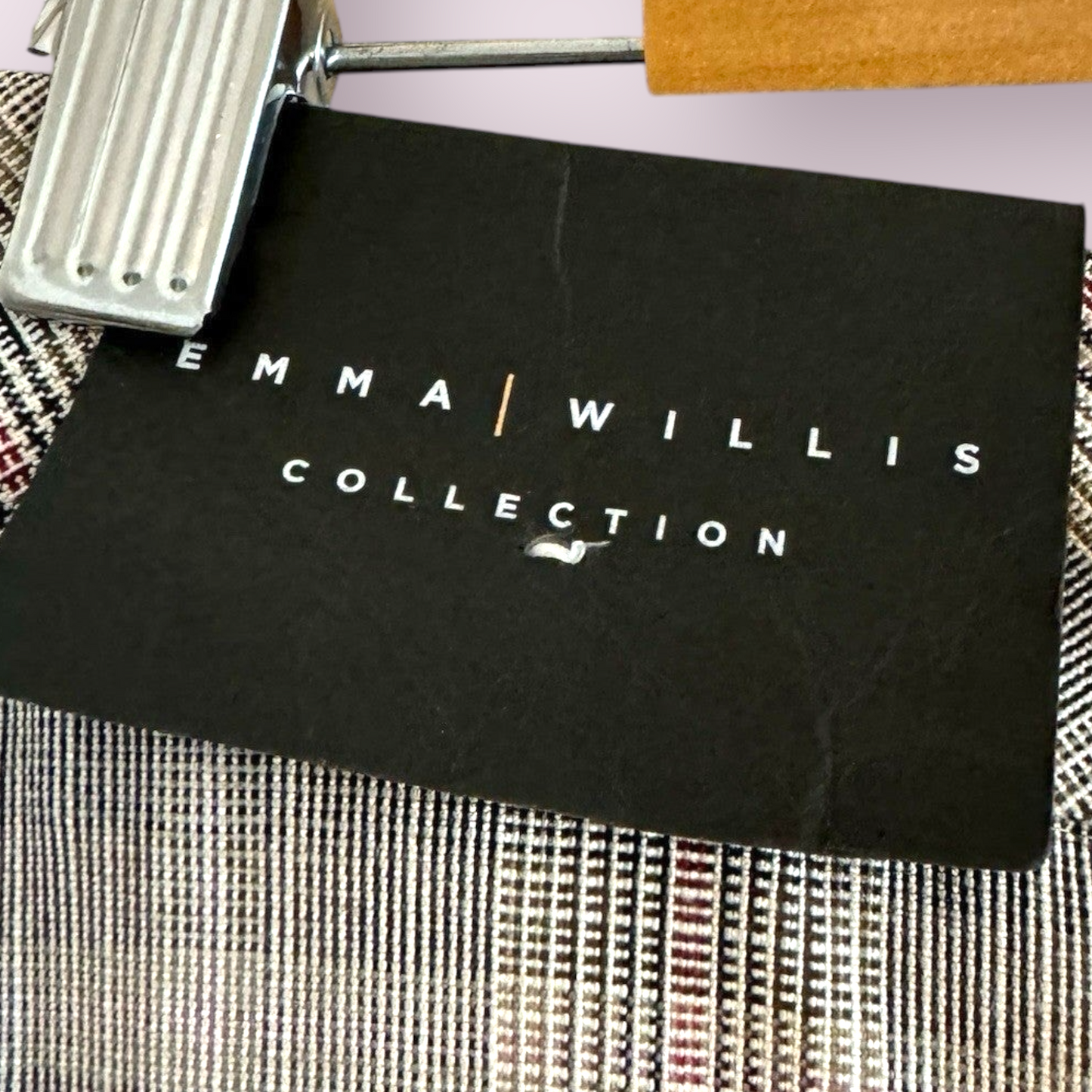 New Emma Willis Next Size 10 UK Grey Checked Wide Leg High Waisted Trousers