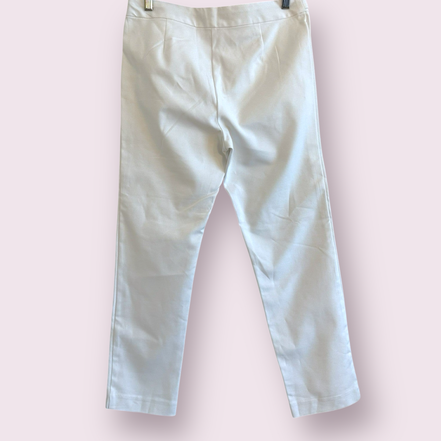 F&F Size 12 UK Ivory Flat Front Button Accent High Waisted Trousers